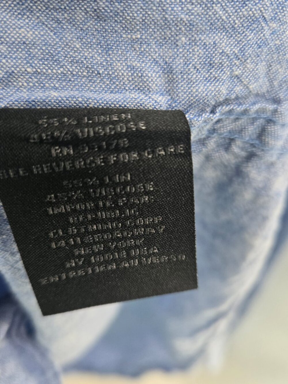 Magashoni Man Blue Linen/Viscose Button Down Long Sleeved Shirt Size XL - Picture 4 of 12